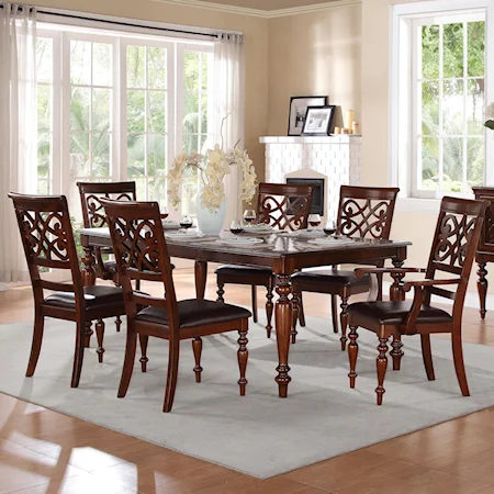 Traditional Table and Chair Set with Solid Wood Tabletop